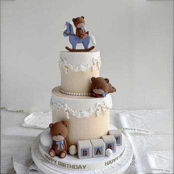 New Bear Cake Topper Trojan Bear, ροζ μπλε γράμματα BABY για αγόρι κορίτσι Διακοσμήσεις ντους μωρού για παιδιά Χρόνια Πολλά Προμήθειες για πάρτι