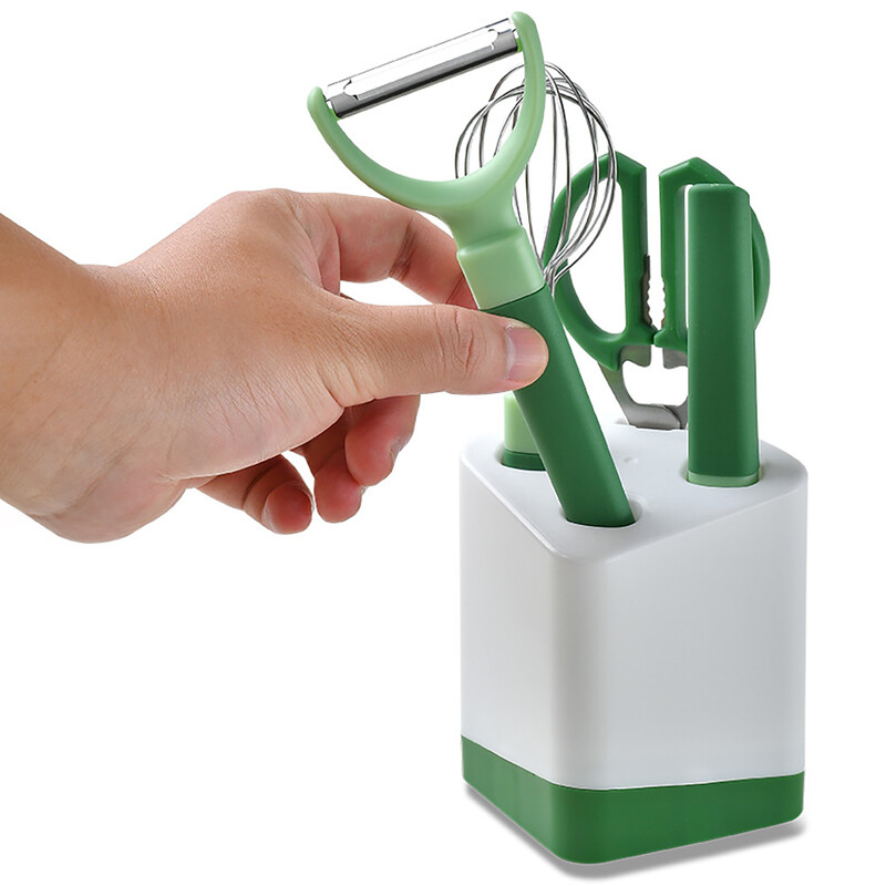 Set de ustensile de bucătărie, 5 bucăți, verde, cuțit multifuncțional pentru curățarea fructelor, cuțit pentru bătătoare de ouă, set de foarfece, gadget de bucătărie