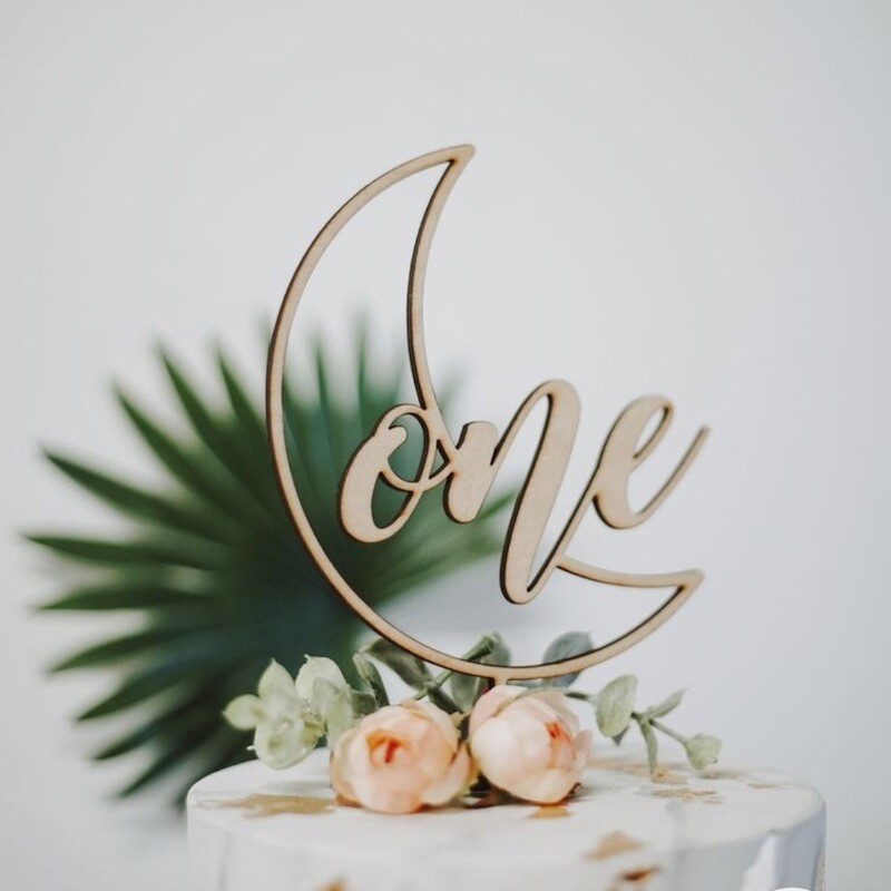 Topper pentru tort La mulți ani de un an, plantă cu flori, Topper pentru tort din lemn pentru copii, pentru petrecerea de aniversare, decorare pentru tort pentru Baby Shower