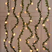 Ivy String Lights LED Τεχνητό Rose Vine Fairy String Rattan Ψεύτικα φυτά φύλλα γιρλάντα Ρομαντική διακόσμηση σπιτιού γάμου