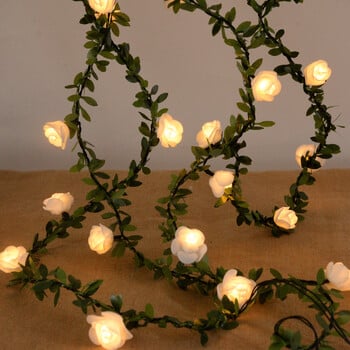 Ivy String Lights LED Τεχνητό Rose Vine Fairy String Rattan Ψεύτικα φυτά φύλλα γιρλάντα Ρομαντική διακόσμηση σπιτιού γάμου