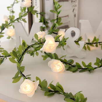 Ivy String Lights LED Τεχνητό Rose Vine Fairy String Rattan Ψεύτικα φυτά φύλλα γιρλάντα Ρομαντική διακόσμηση σπιτιού γάμου