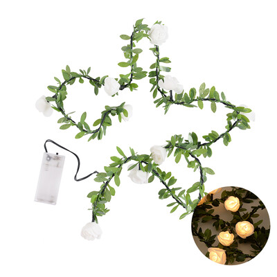 Ivy String Lights LED Τεχνητό Rose Vine Fairy String Rattan Ψεύτικα φυτά φύλλα γιρλάντα Ρομαντική διακόσμηση σπιτιού γάμου
