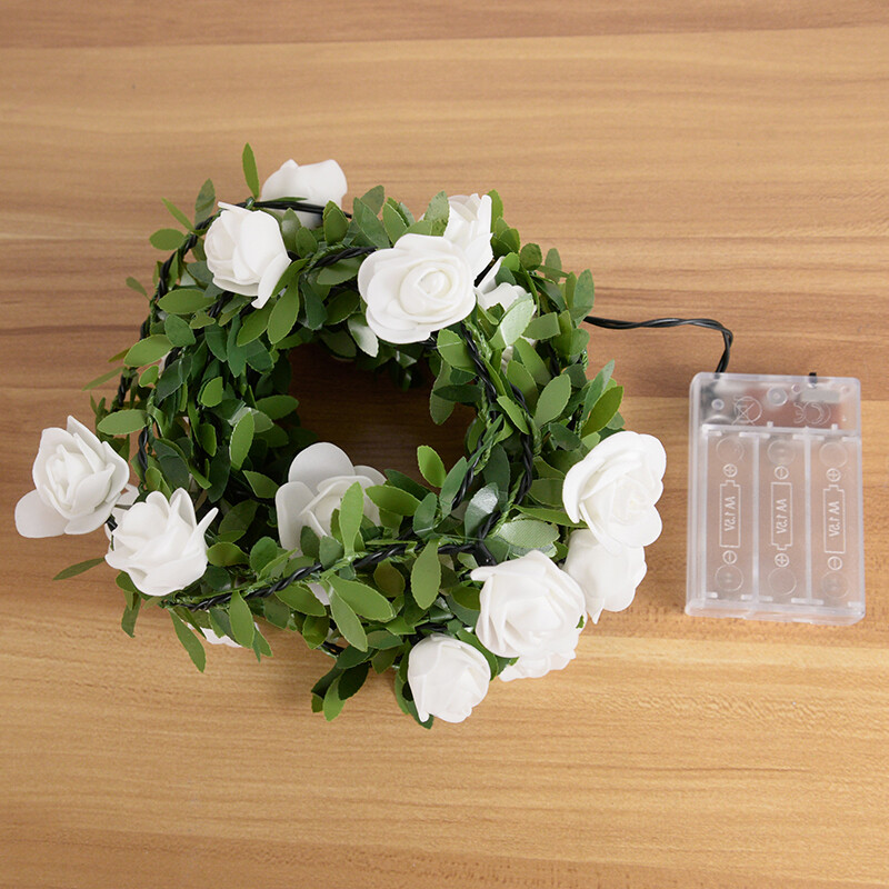 Ivy String Lights LED mesterséges rózsa szőlő tündérfüzér Rattan hamis növények levelek füzér Romantikus esküvői otthoni dekoráció