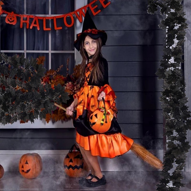 1,8 milliós szentélyes mesterséges fekete rattan juharlevél szőlő Halloween falra függő juharlevél szőlőlevél rózsa beltéri koszorú hamis virág