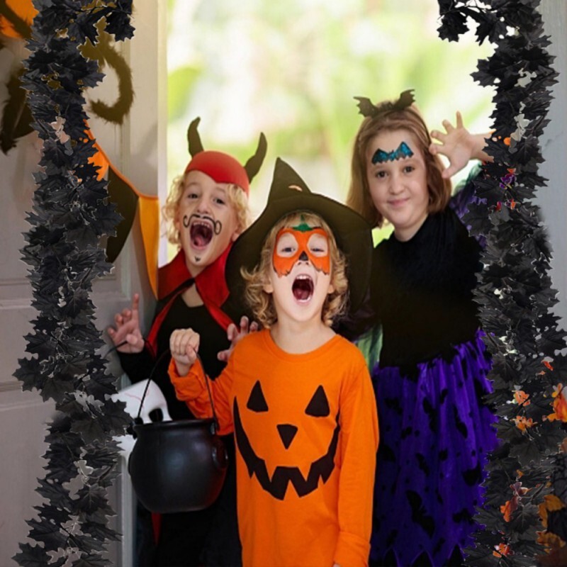 1,8 milliós szentélyes mesterséges fekete rattan juharlevél szőlő Halloween falra függő juharlevél szőlőlevél rózsa beltéri koszorú hamis virág