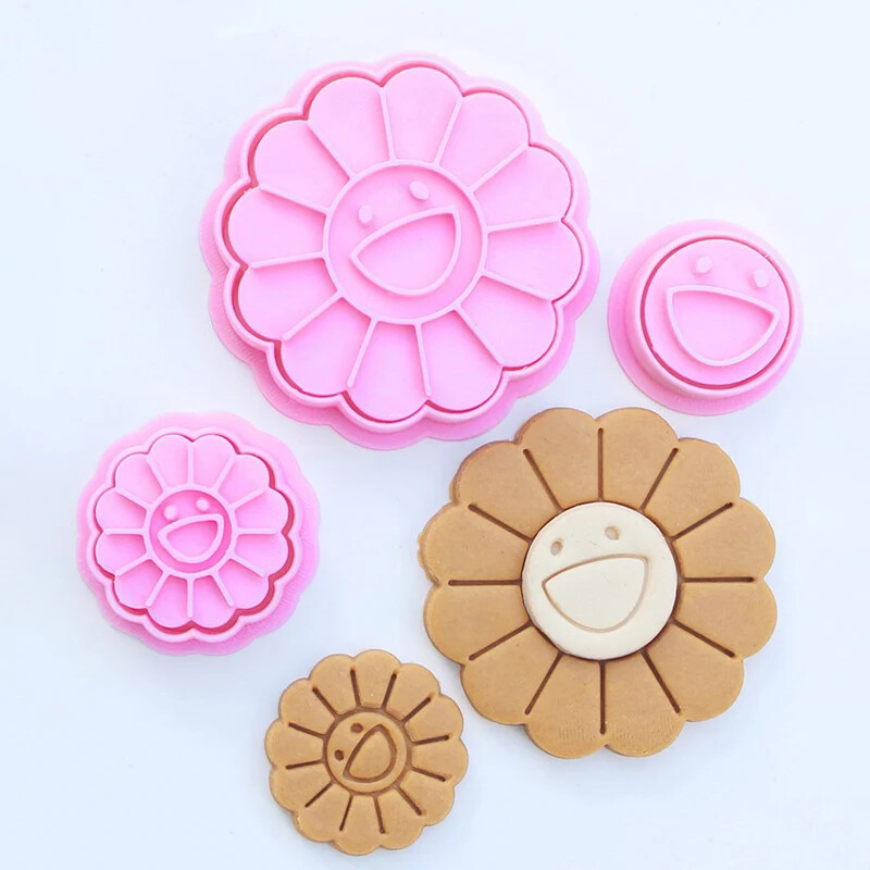 Formă pentru prăjituri cu margaretă zâmbitoare Design creativ Formă pentru prăjituri cu chip zâmbitor cu floarea-soarelui tăietor de patiserie Instrumente pentru desert Accesorii de bucătărie