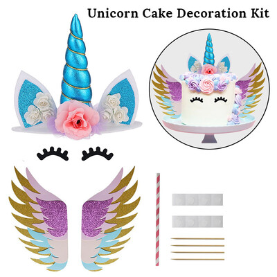 Σετ τούρτας Rainbow Unicorn Παιδικό πάρτι γενεθλίων DIY Διακόσμηση Baby Shower Μπομπονιέρες γάμου Unicorn Theme Party Supplies