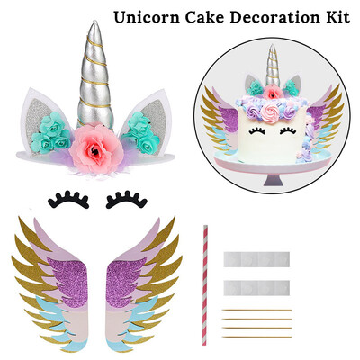 Σετ τούρτας Rainbow Unicorn Παιδικό πάρτι γενεθλίων DIY Διακόσμηση Baby Shower Μπομπονιέρες γάμου Unicorn Theme Party Supplies