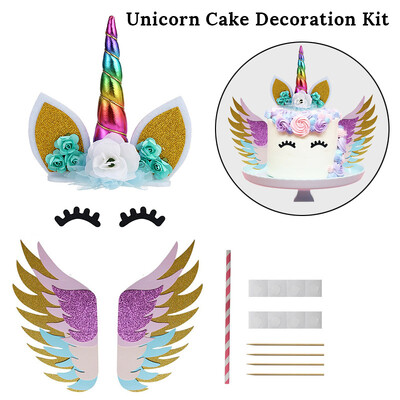 Σετ τούρτας Rainbow Unicorn Παιδικό πάρτι γενεθλίων DIY Διακόσμηση Baby Shower Μπομπονιέρες γάμου Unicorn Theme Party Supplies