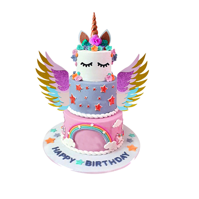 Set de decorațiuni pentru tort cu inicorn curcubeu, pentru petrecere de aniversare pentru copii, decorare DIY pentru baby shower, favoruri de nuntă, accesorii pentru petreceri tematice cu unicorn