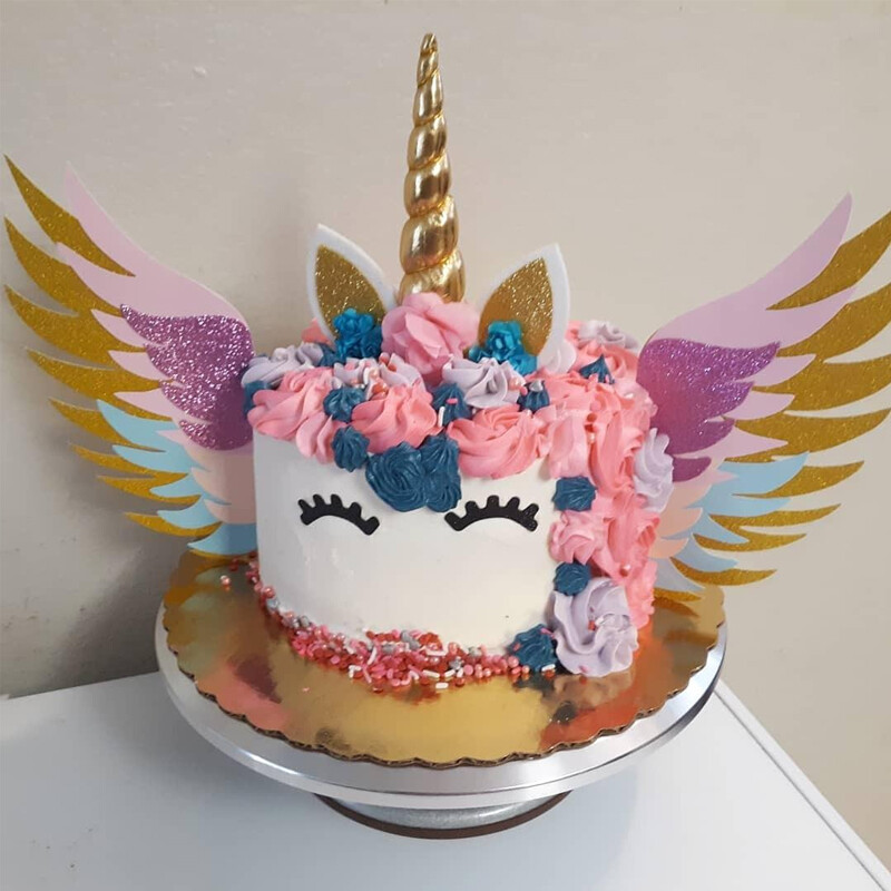 Set de decorațiuni pentru tort cu inicorn curcubeu, pentru petrecere de aniversare pentru copii, decorare DIY pentru baby shower, favoruri de nuntă, accesorii pentru petreceri tematice cu unicorn
