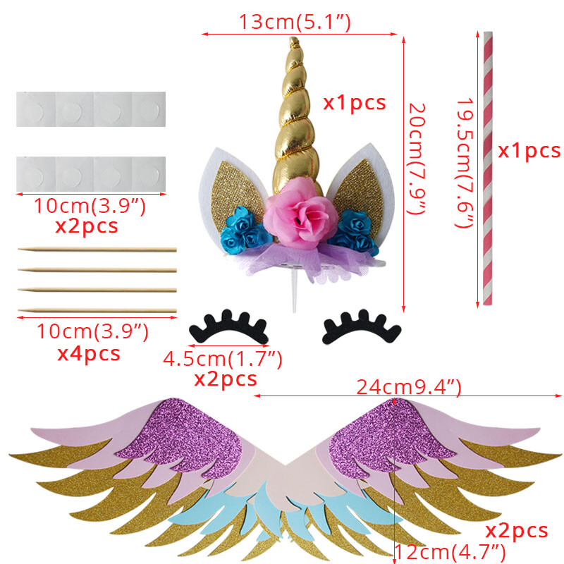 Set de decorațiuni pentru tort cu inicorn curcubeu, pentru petrecere de aniversare pentru copii, decorare DIY pentru baby shower, favoruri de nuntă, accesorii pentru petreceri tematice cu unicorn