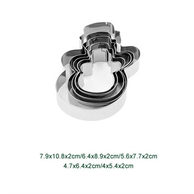 5db/szett karácsonyi sütiforma mézeskalács ember/fa/hópehely Rozsdamentes acél kekszvágó karácsonyi barkácsolás dombornyomó forma