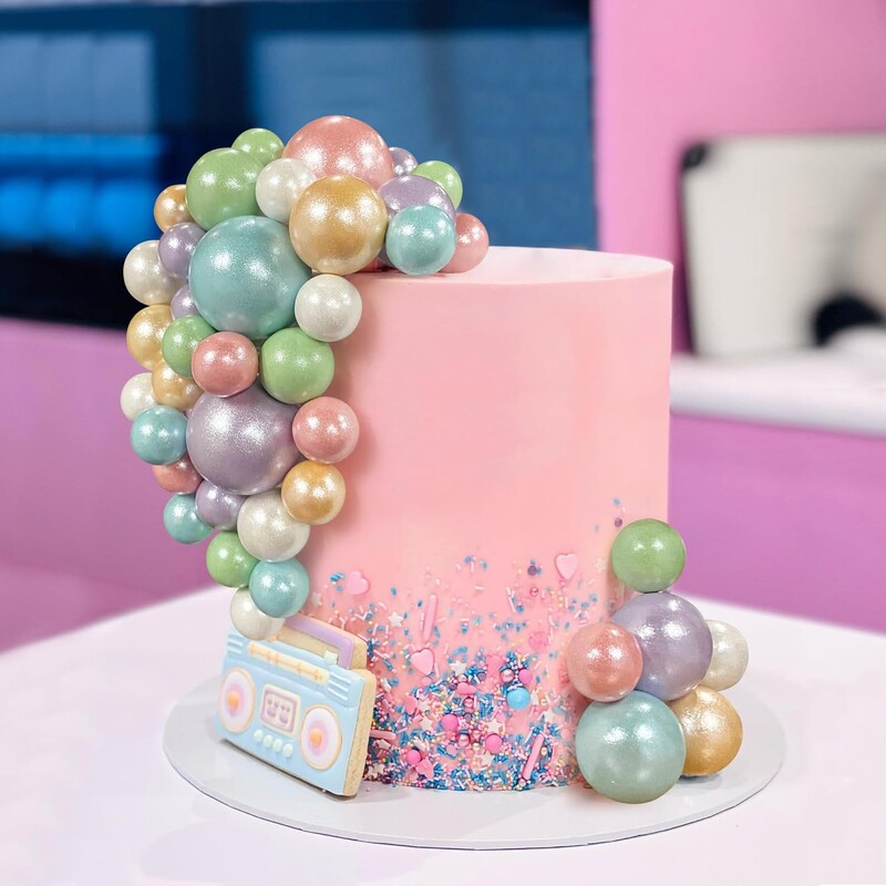 56 db golyós torta válogatás Színes golyó alakú tortafeltét Gyöngygolyók Cupcake tortabetét születésnapi parti esküvői dekorációhoz