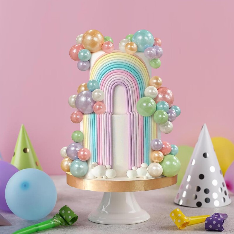 56 db golyós torta válogatás Színes golyó alakú tortafeltét Gyöngygolyók Cupcake tortabetét születésnapi parti esküvői dekorációhoz