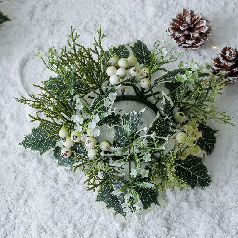 Suport pentru lumânări de Crăciun Coroană de sfeșnic, ghirlande de cireșe artificiale, ghirlande de pin, ornamente pentru casă, Anul Nou, decorațiuni pentru petrecerea de nuntă de Crăciun