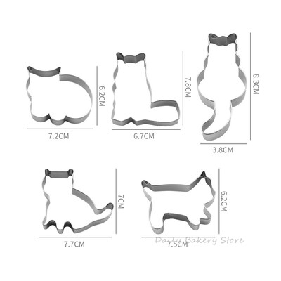 5db macska sütivágó készlet rozsdamentes acél szendvicsek gyümölcsök vágóformák kekszforma gyerekeknek kézzel készített barkácsbélyegző eszközök