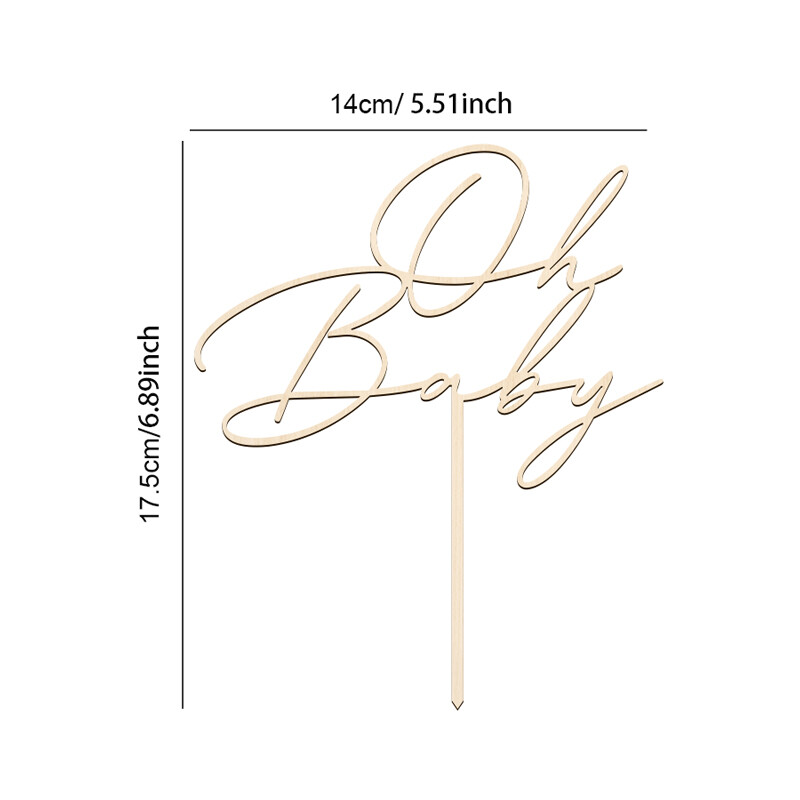 Oh Baby"Boldog születésnapi tortafedő fa tortafedő Esküvői menyasszonyi party cupcake fedő Baby Shower Party desszert dekorációhoz