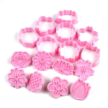 Flowers Cookie Cutters With Plunger Stampers Set, 8 τεμάχια Τρισδιάστατα λουλούδια με ανάγλυφο κόφτη για εργαλεία ψησίματος για μπισκότα φοντάν τυριών