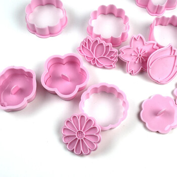 Flowers Cookie Cutters With Plunger Stampers Set, 8 τεμάχια Τρισδιάστατα λουλούδια με ανάγλυφο κόφτη για εργαλεία ψησίματος για μπισκότα φοντάν τυριών