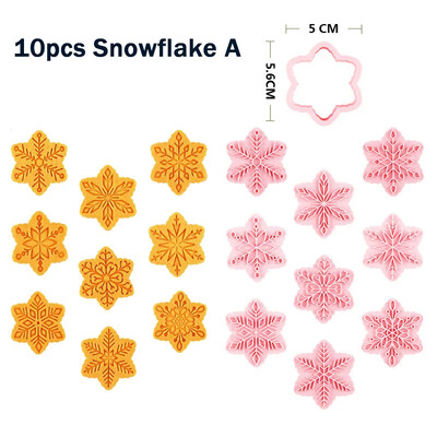 9 τμχ/Σετ Μπισκότα νιφάδα χιονιού ανάγλυφα καλούπια κοπής Καλά Χριστούγεννα Φοντάν νιφάδα χιονιού Σφραγίδα ζαχαροπλαστικής μπισκότο κέικ Εργαλεία διακόσμησης