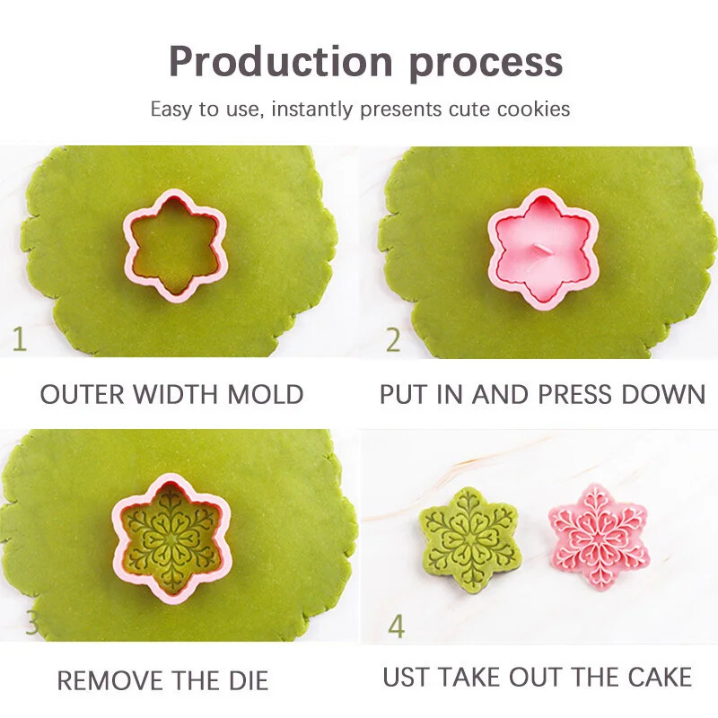 9 τμχ/Σετ Μπισκότα νιφάδα χιονιού ανάγλυφα καλούπια κοπής Καλά Χριστούγεννα Φοντάν νιφάδα χιονιού Σφραγίδα ζαχαροπλαστικής μπισκότο κέικ Εργαλεία διακόσμησης