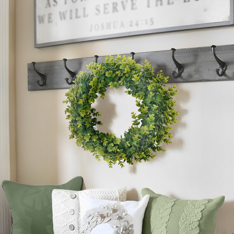 FLOARE SIA Iarbă de lisimachia Inel de flori artificiale Material PE Inel de frunze de eucalipt Plante artificiale Decor de grădină Decor pentru casa