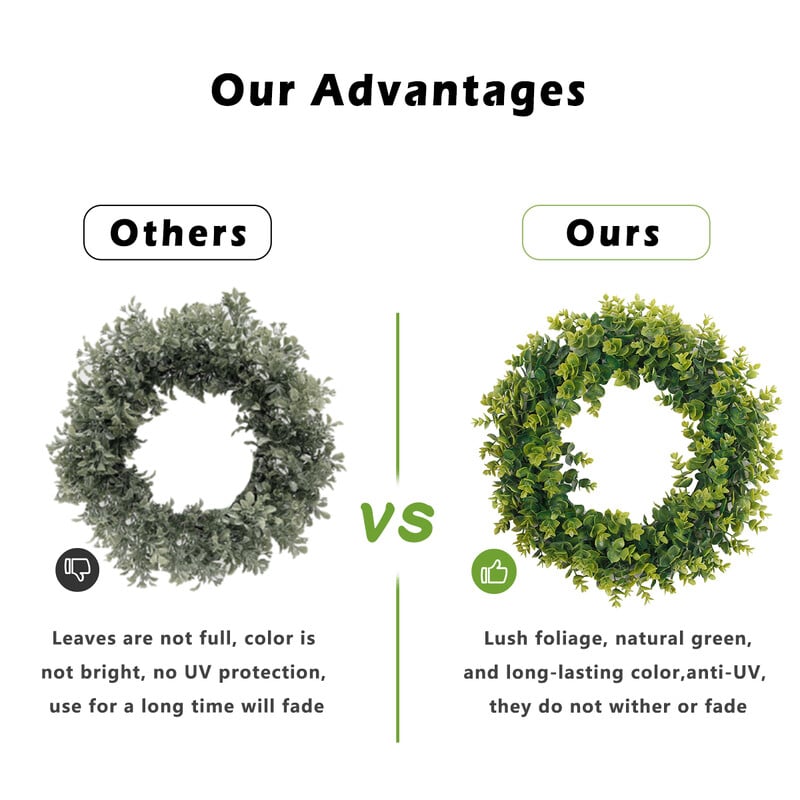 FLOARE SIA Iarbă de lisimachia Inel de flori artificiale Material PE Inel de frunze de eucalipt Plante artificiale Decor de grădină Decor pentru casa