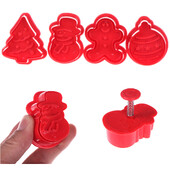 4 vnt. / rinkinys 3D kalėdinių sausainių pjaustyklės sausainių antspaudas sausainių formelei sausainių stūmoklinis pjaustytuvas "pasidaryk pats" kepimo formeles meduoliai
