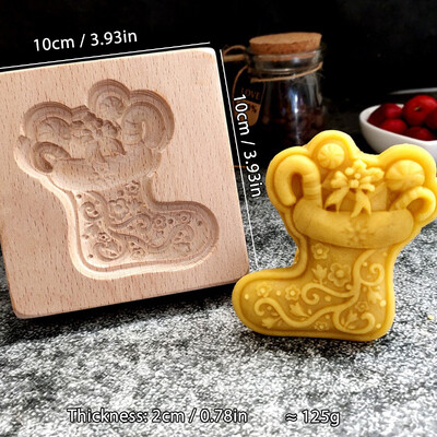 Medinės sausainių formelės Kalėdoms, „pasidaryk pats“ 3D graviruotos reljefinės biskvitų pjaustyklės formos, Kalėdų eglutės snaigės Kalėdų Senelio meduoliai