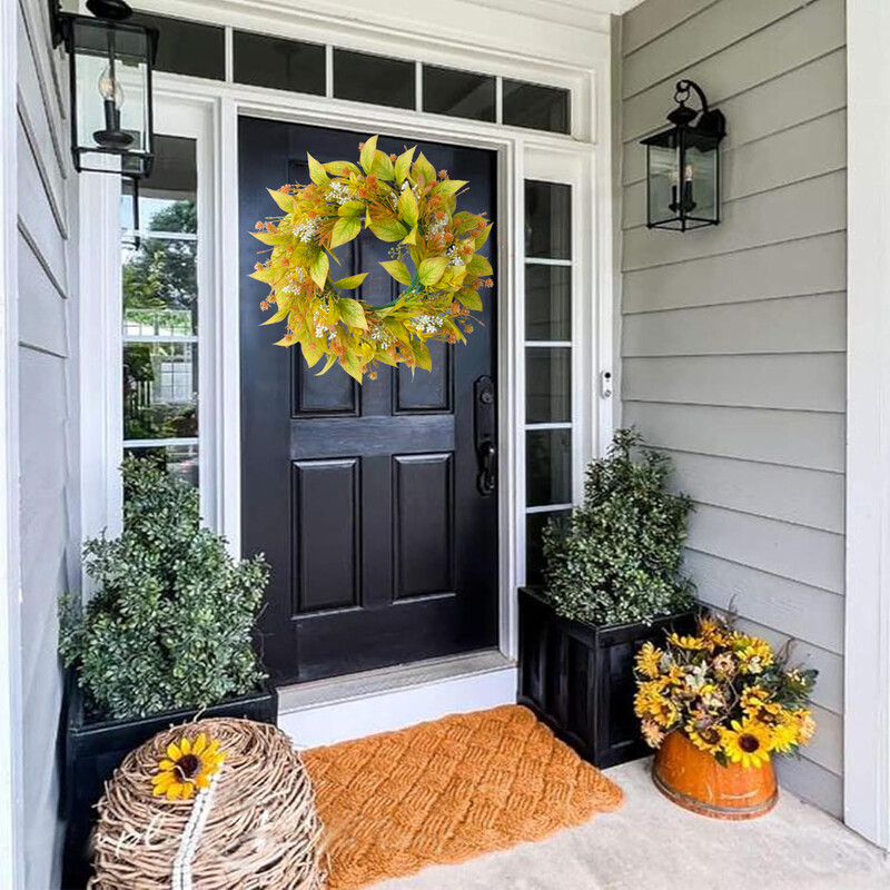 1 buc coroană de toamnă pentru ușa din față coroană florală artificială coroană de toamnă coroană de toamnă pentru curte de fermă decor de toamnă de Ziua Recunoștinței