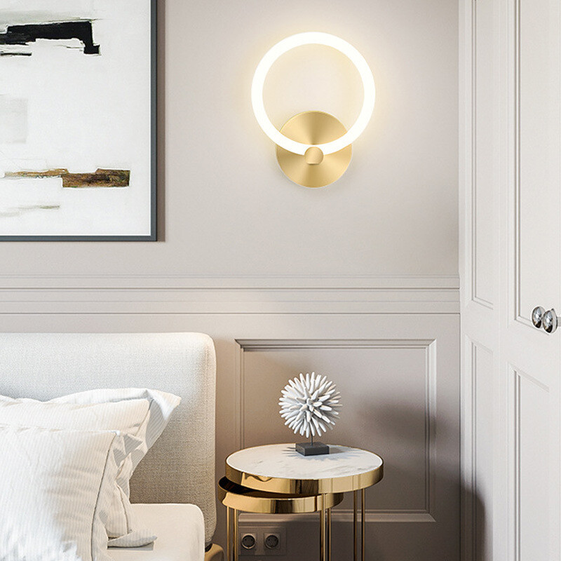 Lampă de perete nordică modernă cu LED pentru dormitor Noptiera Sufragerie Canapea TV Hotel Noptiera pentru interior Corp de iluminat inel