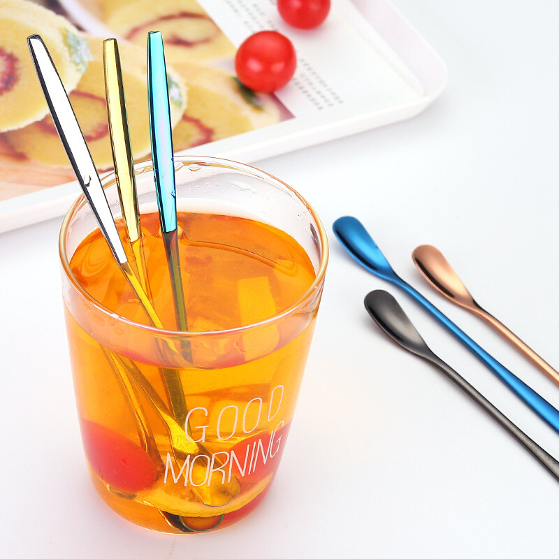 15,2 x 1,4 CM lingură de amestecare a cafelei din oțel inoxidabil cu mâner lung linguriță de înghețată linguriță de desert veselă accesorii de bucătărie