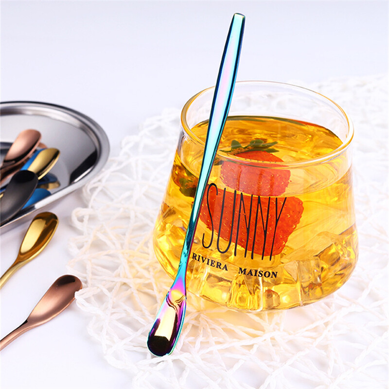 15,2 x 1,4 CM lingură de amestecare a cafelei din oțel inoxidabil cu mâner lung linguriță de înghețată linguriță de desert veselă accesorii de bucătărie