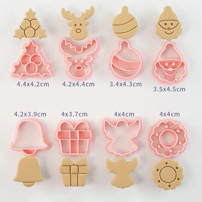 8 vnt. Šokolado kalėdinių sausainių pjaustyklė Kalėdų senelio briedžio biskvito formelė, spaudžiamas fondanto antspaudas Naujųjų metų torto dekoro kepimo reikmenys