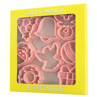 8 vnt. Šokolado kalėdinių sausainių pjaustyklė Kalėdų senelio briedžio biskvito formelė, spaudžiamas fondanto antspaudas Naujųjų metų torto dekoro kepimo reikmenys