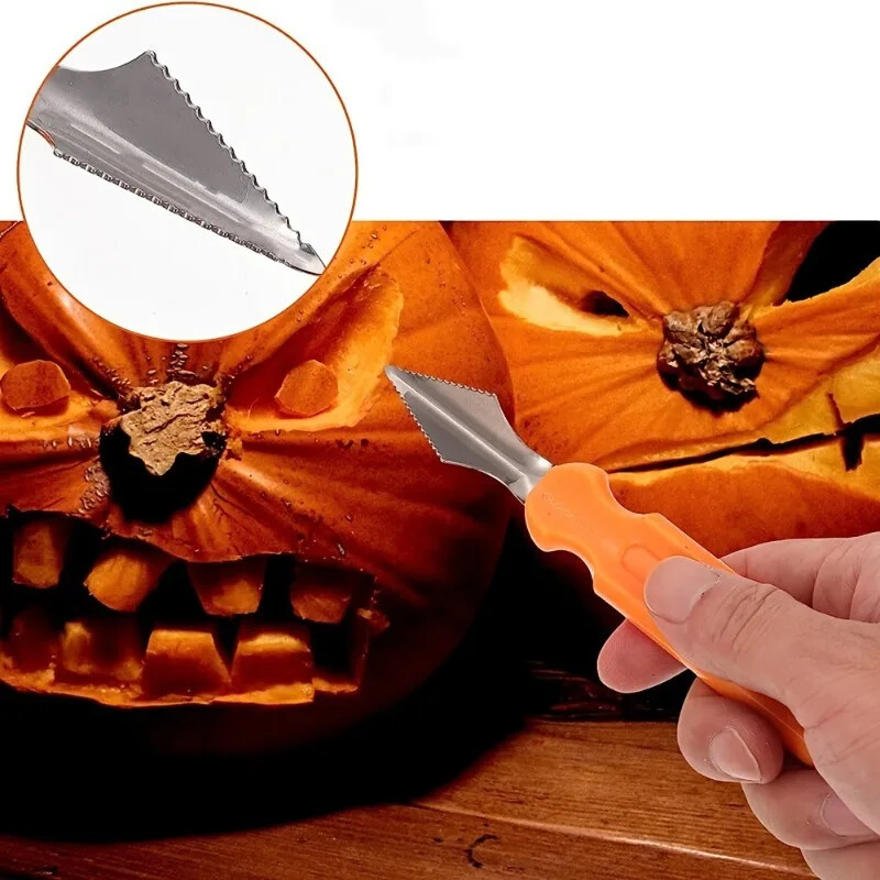 7/10 buc Kit de sculptură în dovleac Unelte Set de instrumente pentru sculptură în dovleac de Halloween Șabloane Materiale pentru tăiat dovleac Gravura Tăiere în bucătărie