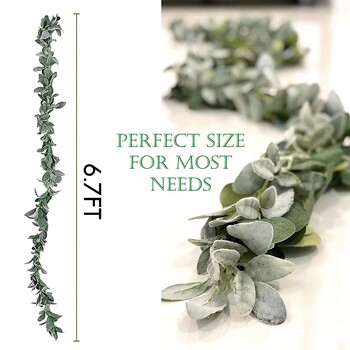 6,7 Ft Lambs Ear Garland Artificial - Succulent Garland - Fall Eucalyptus Garland - Leaf Mantle Garland