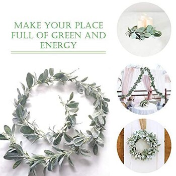 6,7 Ft Lambs Ear Garland Artificial - Succulent Garland - Fall Eucalyptus Garland - Leaf Mantle Garland