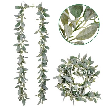 6,7 Ft Lambs Ear Garland Artificial - Succulent Garland - Fall Eucalyptus Garland - Leaf Mantle Garland