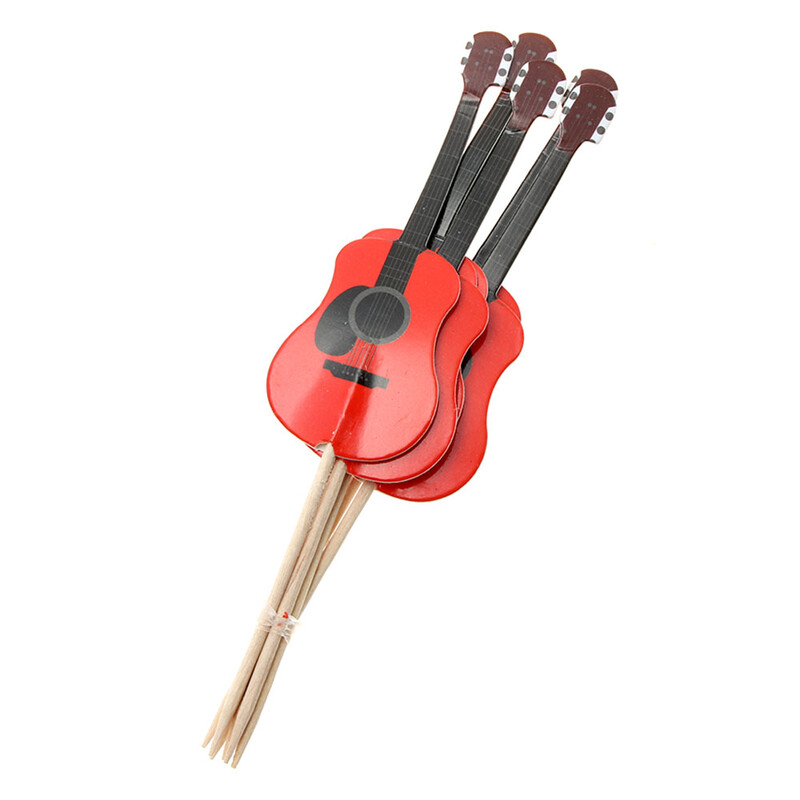 24 bucăți/pungă Chitară Muzică Rock Temă Tort Cupcake Toppers pentru Zi de Naștere Muzica Tematică Petrecere Baby Shower Decorare Unelte pentru Tort