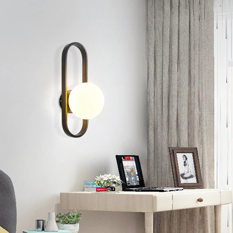 Lampă de perete modernă cu LED-uri din sticlă Sconce de noptieră Dormitor Scară Studiu Fundal Coridor Coridor Sufragerie Decorativă pentru casă Frumusețe