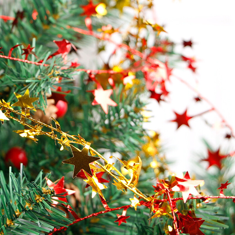 Panglică din sârmă cu stea argintie, 7,5 m, ghirlanda de viță de vie din rattan, acasă, nuntă, ziua de naștere, petrecere, pentru pomul de Crăciun