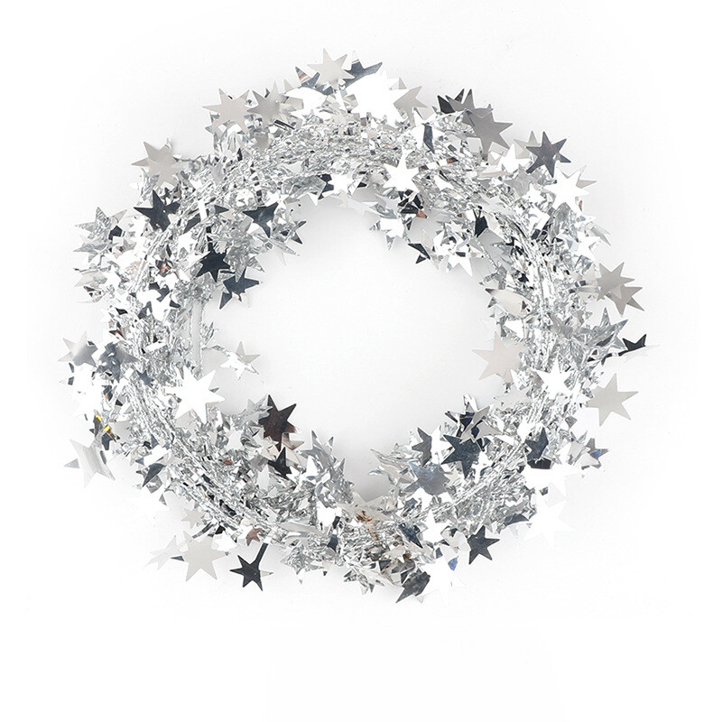 Panglică din sârmă cu stea argintie, 7,5 m, ghirlanda de viță de vie din rattan, acasă, nuntă, ziua de naștere, petrecere, pentru pomul de Crăciun