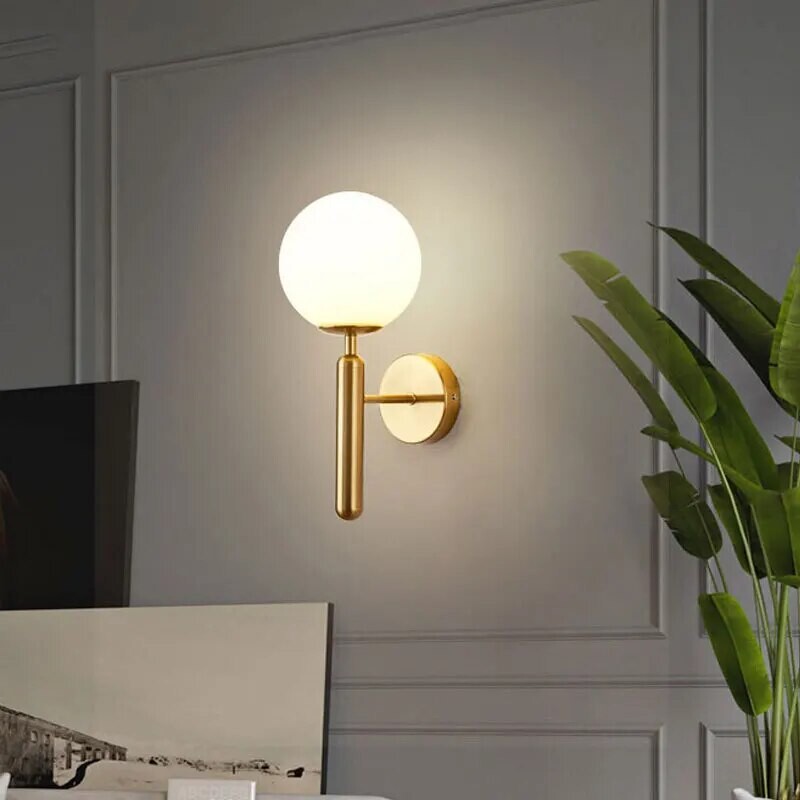 Lampă de perete modernă nordică Aplic lângă dormitor baie oglindă scară bilă Luminaira iluminat interior cu bază E27