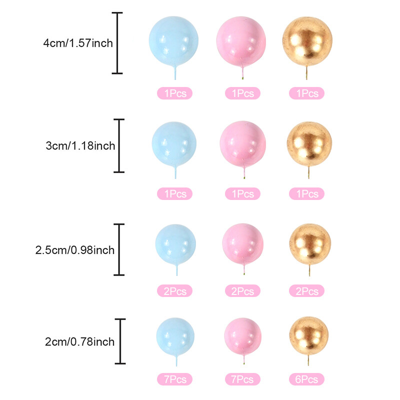 32 de bucăți Topper pentru tort cu bile, cu inserție pentru cupcake, pentru copii, petrecere de aniversare, băiat, fată