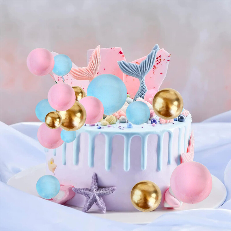 32 de bucăți Topper pentru tort cu bile, cu inserție pentru cupcake, pentru copii, petrecere de aniversare, băiat, fată