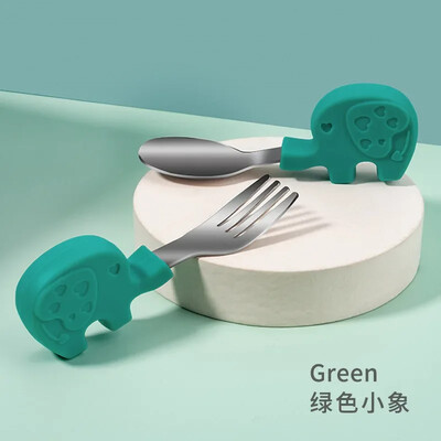 Gadget-uri pentru bebeluși Set de veselă Ustensile pentru copii din oțel inoxidabil Veselă pentru copii mici Tacâmuri din desene animate Hrană pentru sugari Linguriță Furculiță