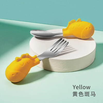 Gadget-uri pentru bebeluși Set de veselă Ustensile pentru copii din oțel inoxidabil Veselă pentru copii mici Tacâmuri din desene animate Hrană pentru sugari Linguriță Furculiță